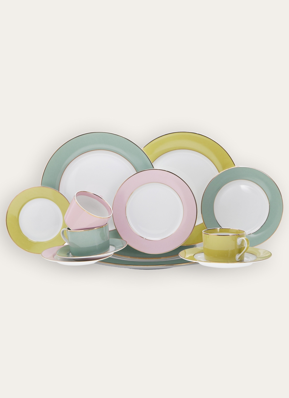 ASSIETTE A DESSERT EN PORCELAINE COLORÉE TILLEUL