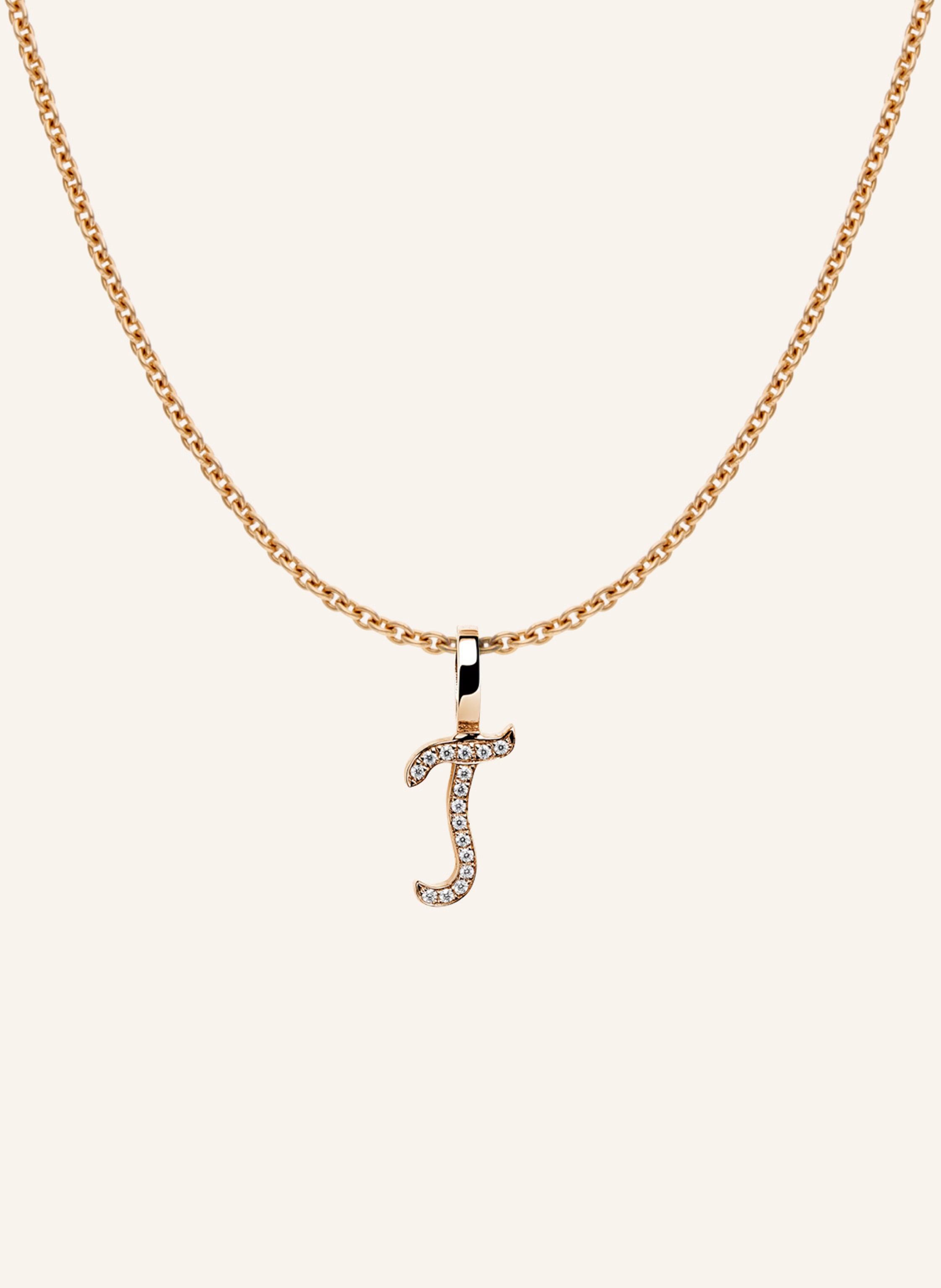 CADA Kette TINY DIAMOND LETTER T