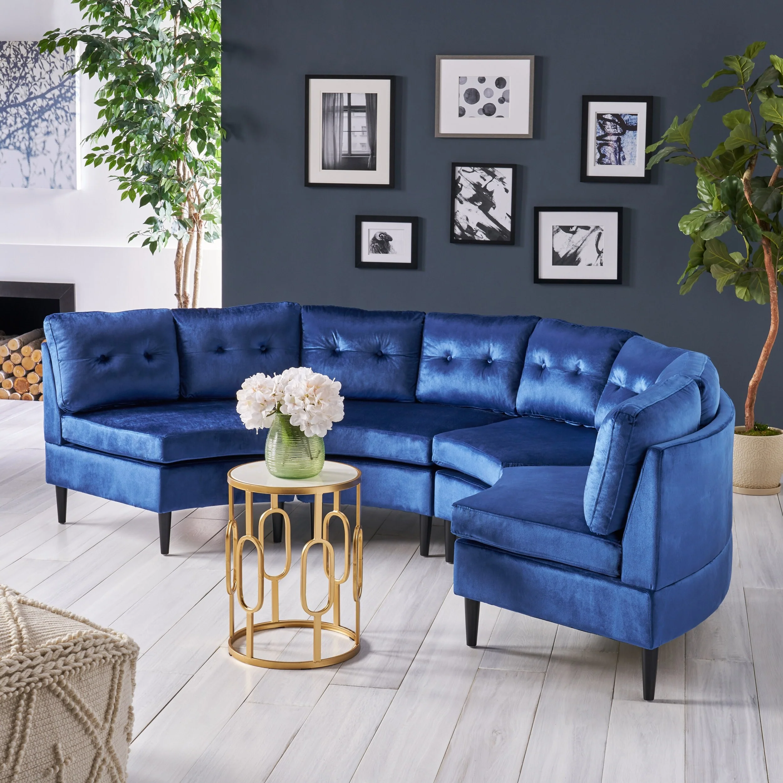 Jazmine Glam 4 Seater Modular Velvet Sectional by Christopher Knight Home