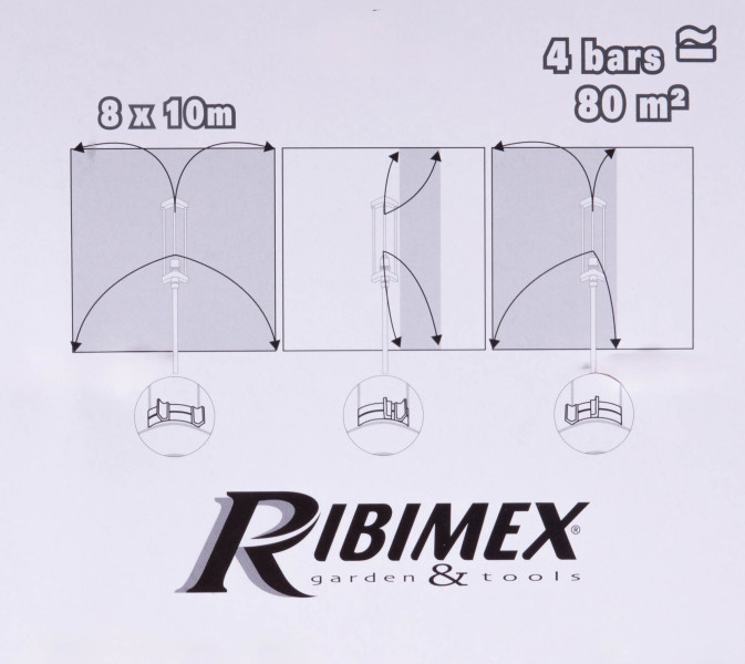 Zraszacz turbinowy RIBIMEX, obszar zraszania 80m², 16 dysz