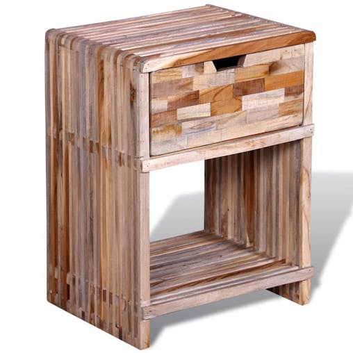 NNEVL Nightstand with Drawer Reclaimed Teak Wood