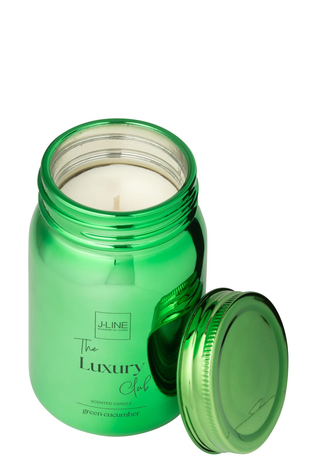 J-Line geurkaars Voorraadpot - Green Cucumber - glas - groen - 69U