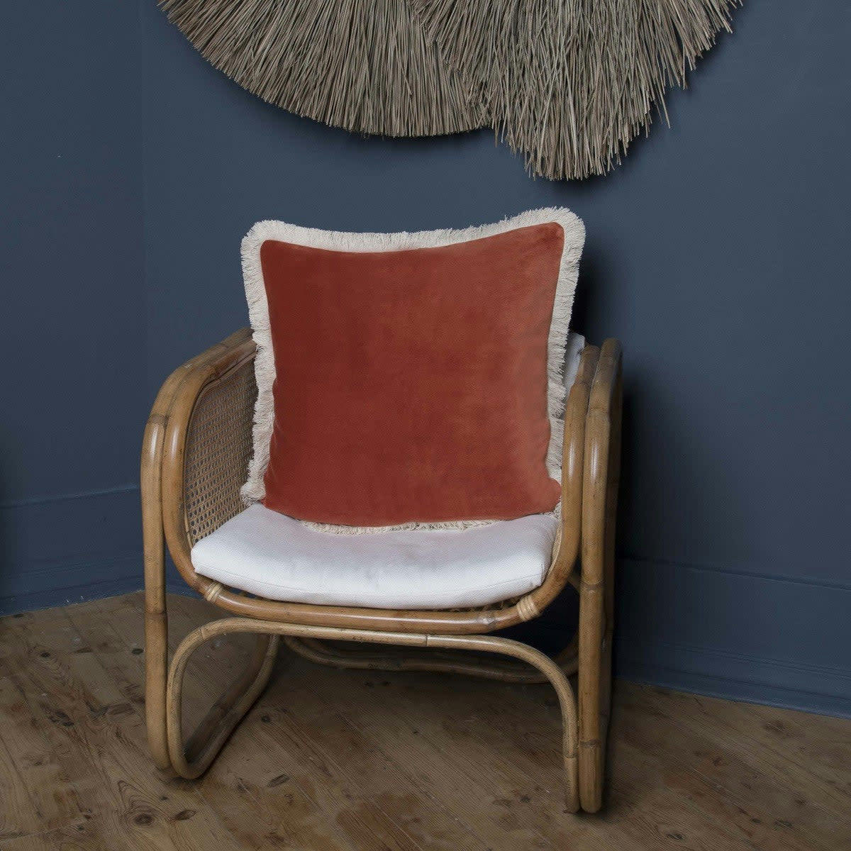 ANDREA - Coussin velours de coton  50x50 terracotta