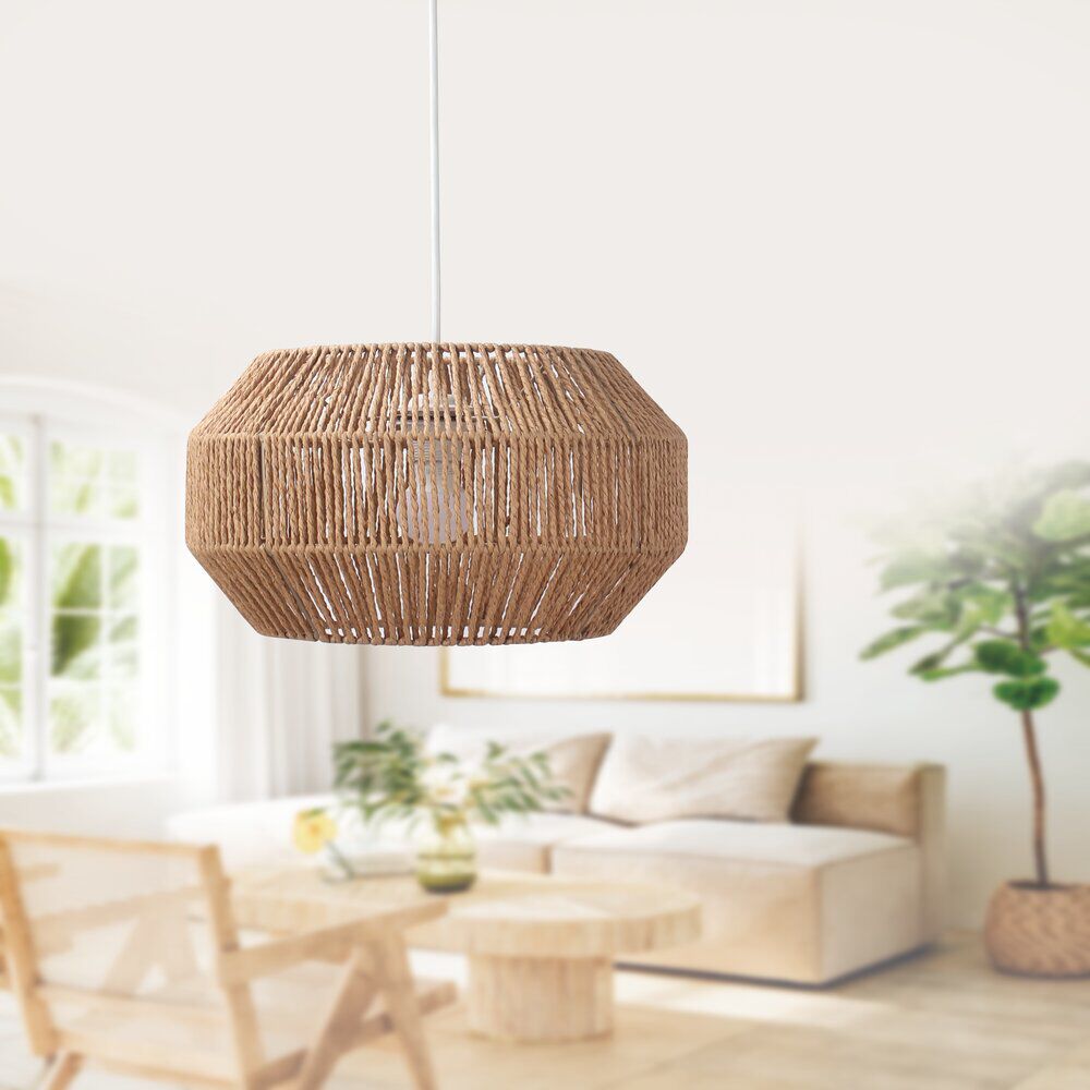 Luminaire à suspension filaire papier tressé naturel