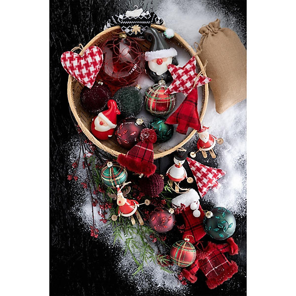 Boite de 6 boules de Noël en verre Bordeaux 8x8x8 cm