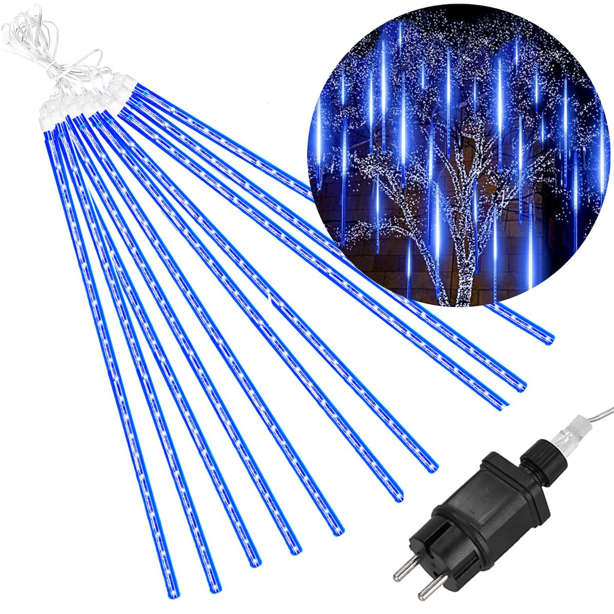 Lampki choinkowe 480 Led sople, meteory zew. niebieskie