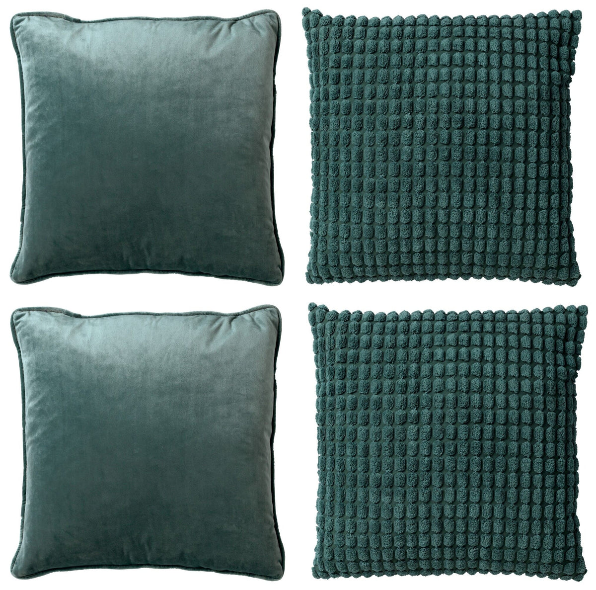 KUSSENSET - 4-delig - Texture Harmony - 45x45 cm - inclusief binnenkussens - groen
