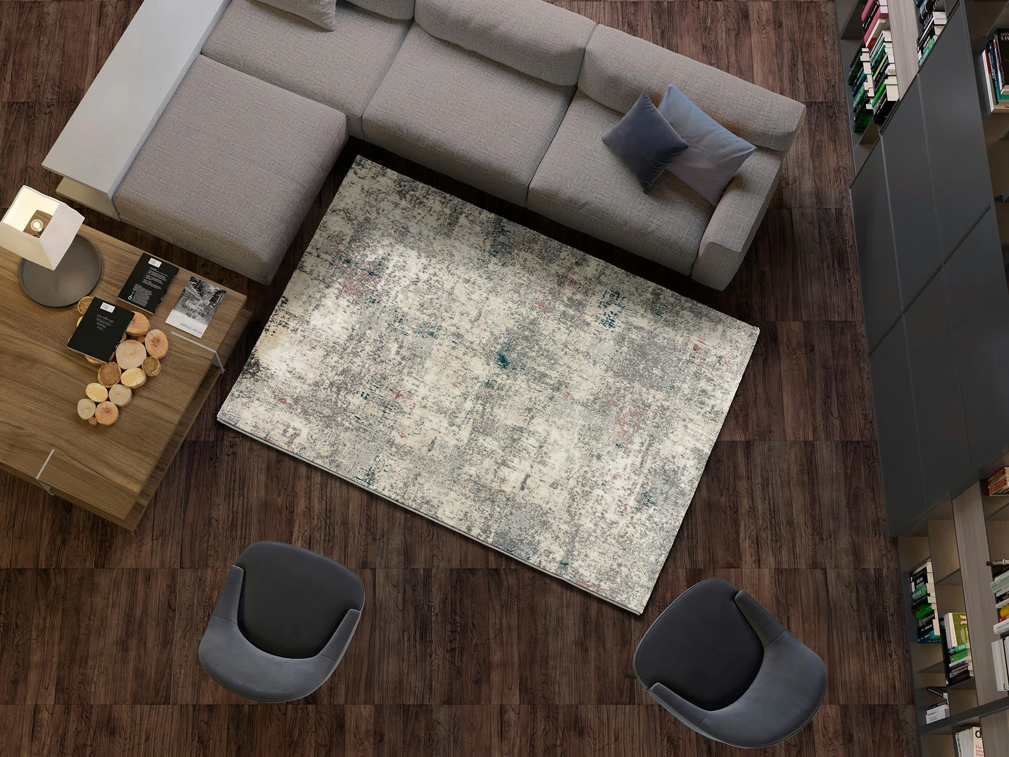 TIBET - Tapis abstrait gris, 140X200 cm