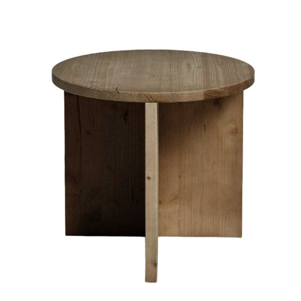 NICOLE - Table d’appoint ronde en bois de sapin en couleur marron