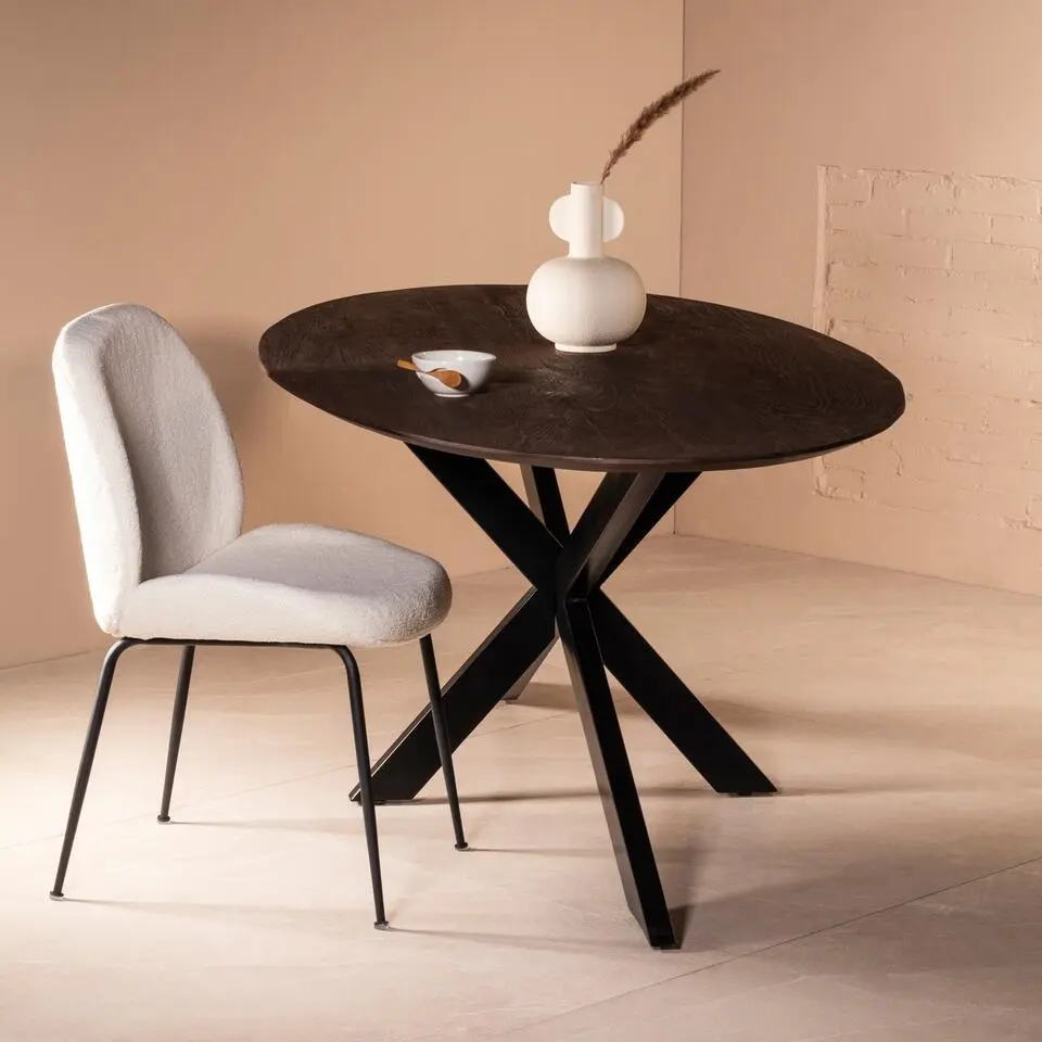 Eettafel Ovaal 200cm - Mangohout & Metaal - X-Poot