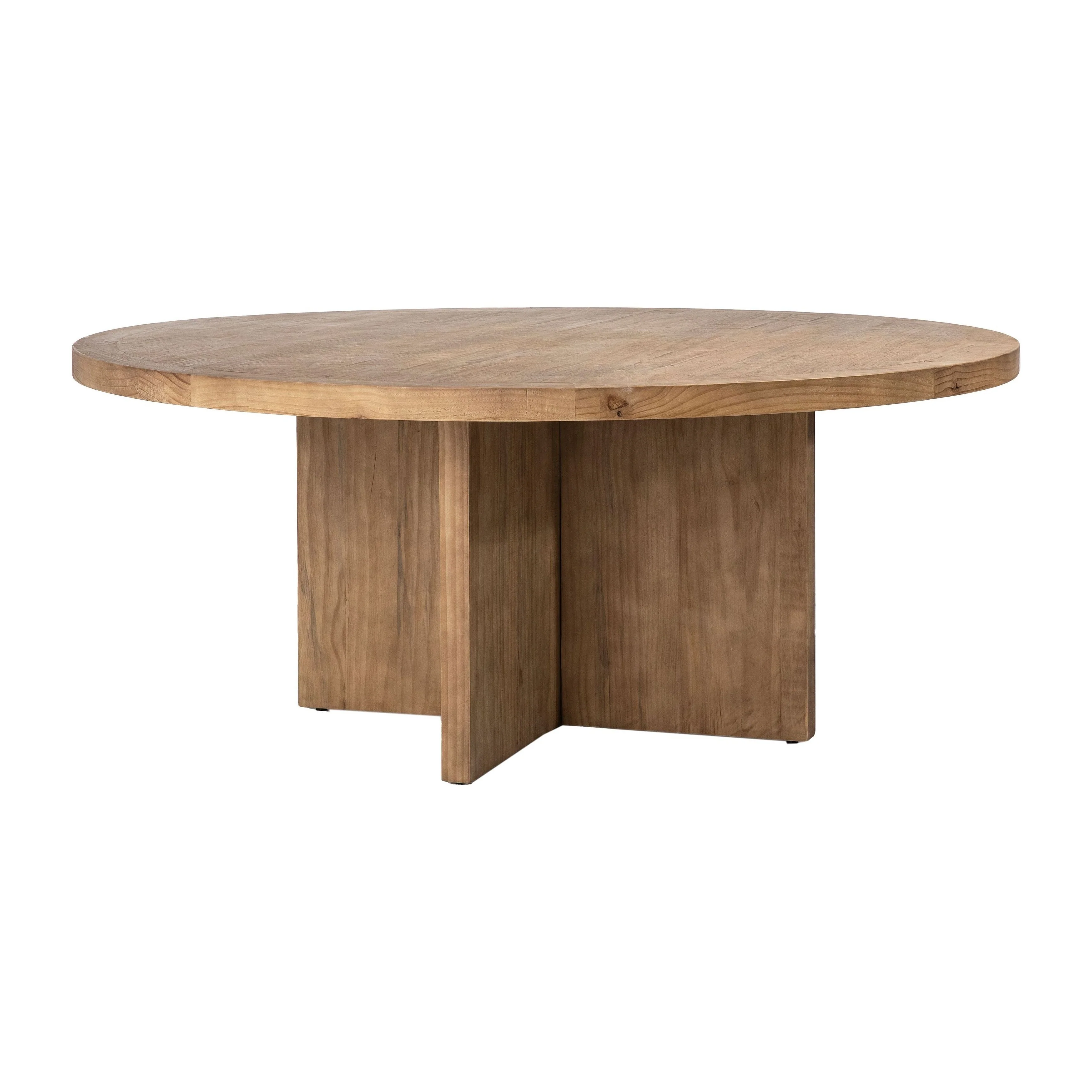 Landon Round Reclaimed Pine Natural Finish Dining Table with Cross Base