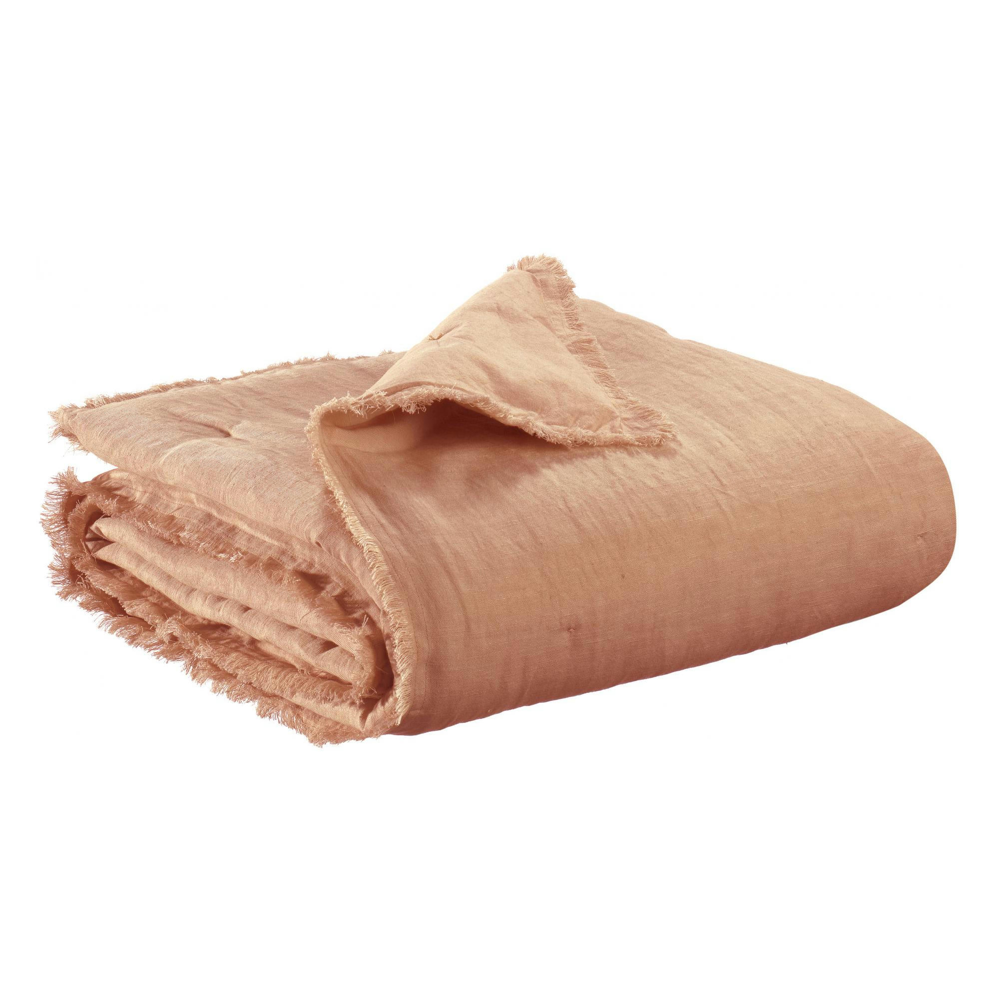 LALY - Plaid uni  en coton epice 135 x 200