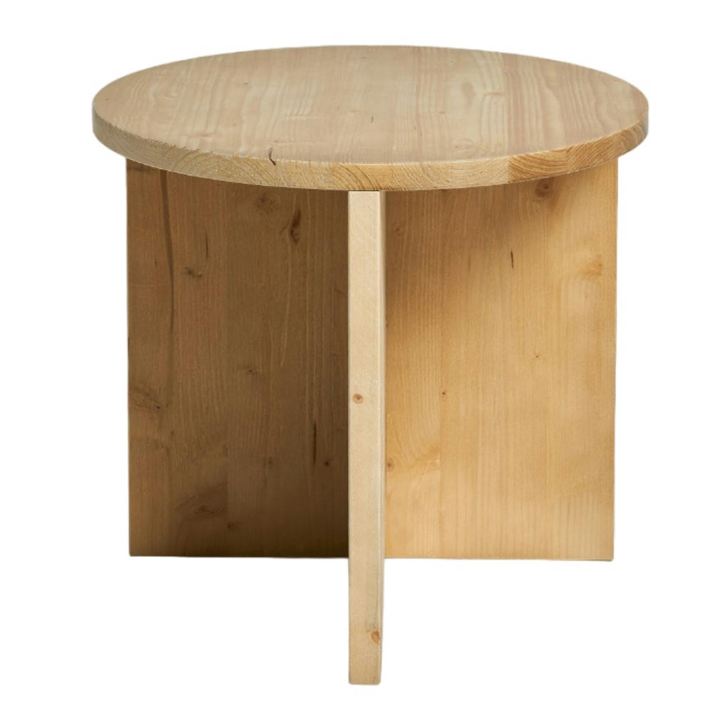 NICOLE - Table d’appoint ronde en bois de sapin en couleur marron clair