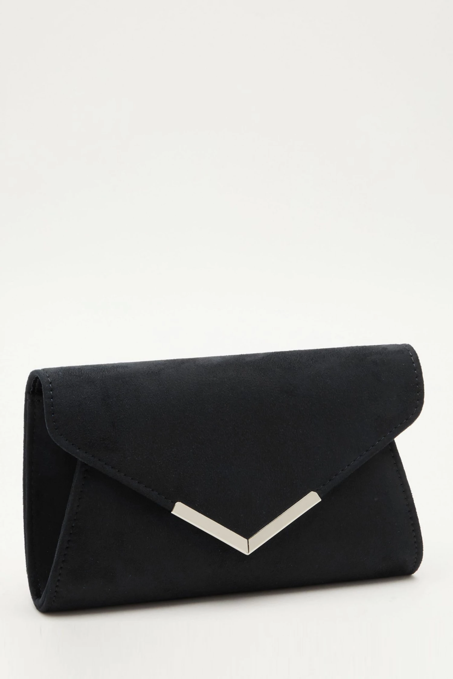 Quiz Black Faux Suede Envelope Bag