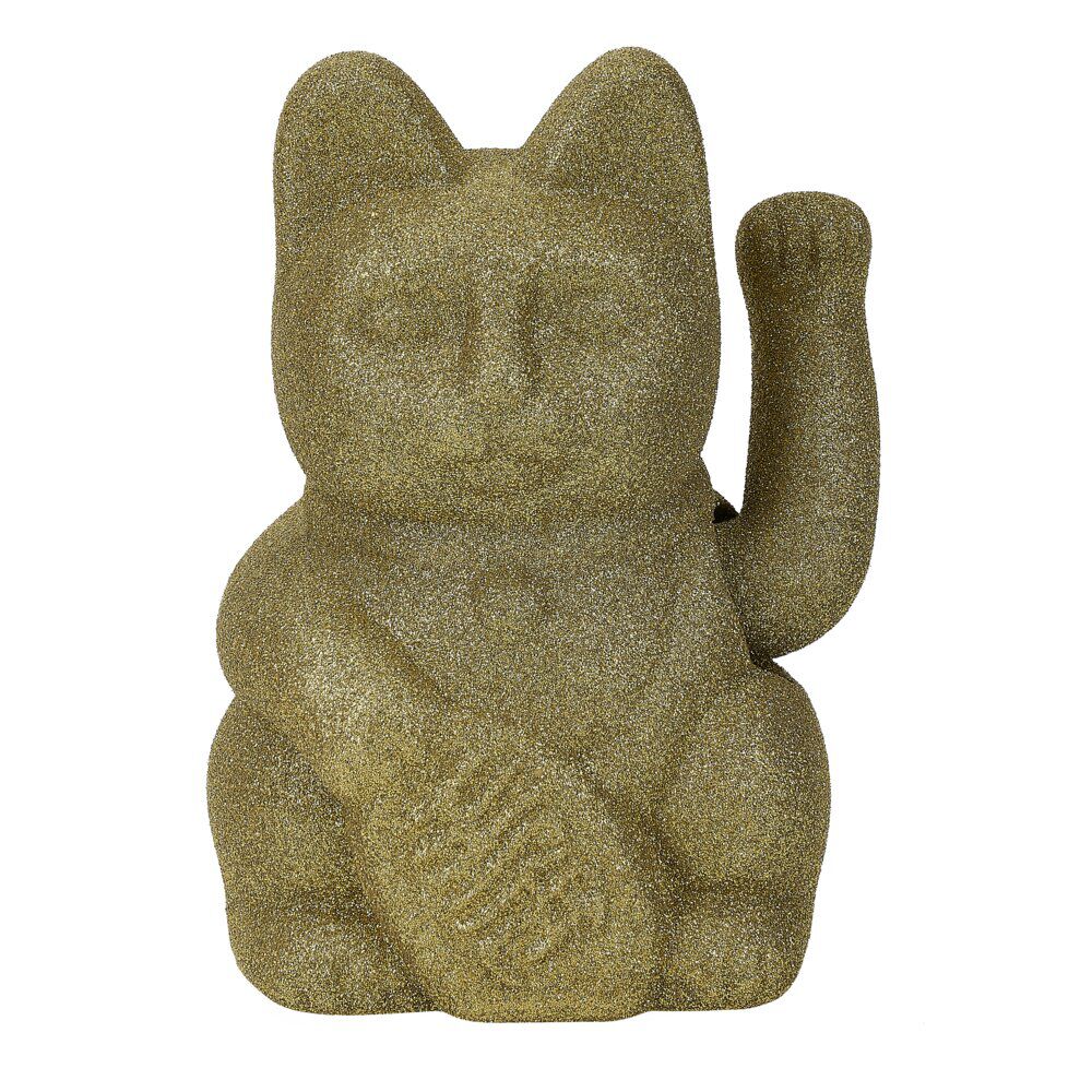 Chat porte-bonheur velours vert 11xH15x9cm