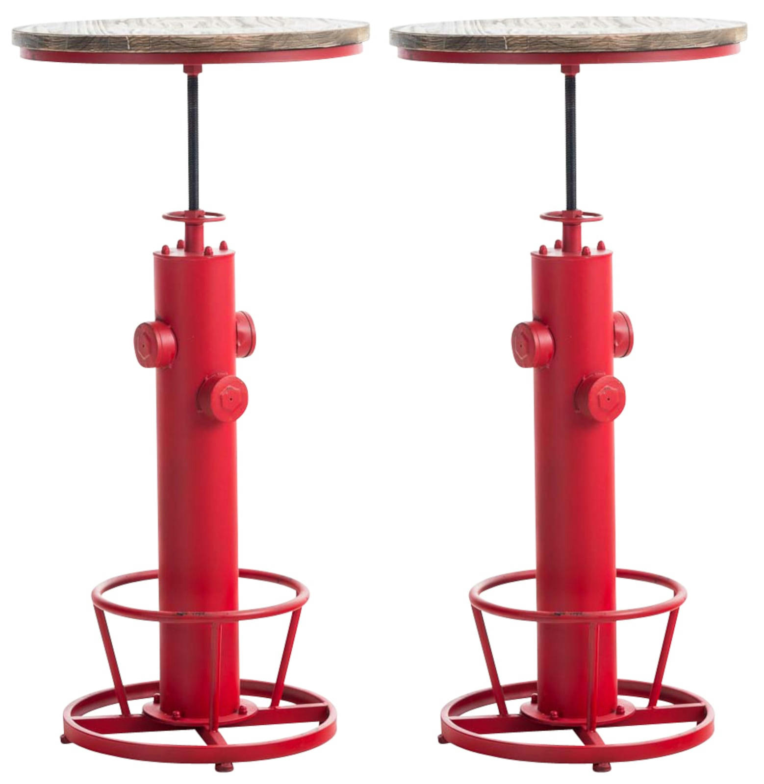 RUHR - Lot 2 Tables hautes réglable en métal Rouge