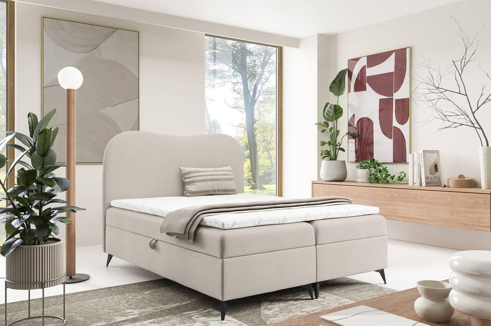 Boxspring Adler bouclé met opbergruimte 140 x 200 cm