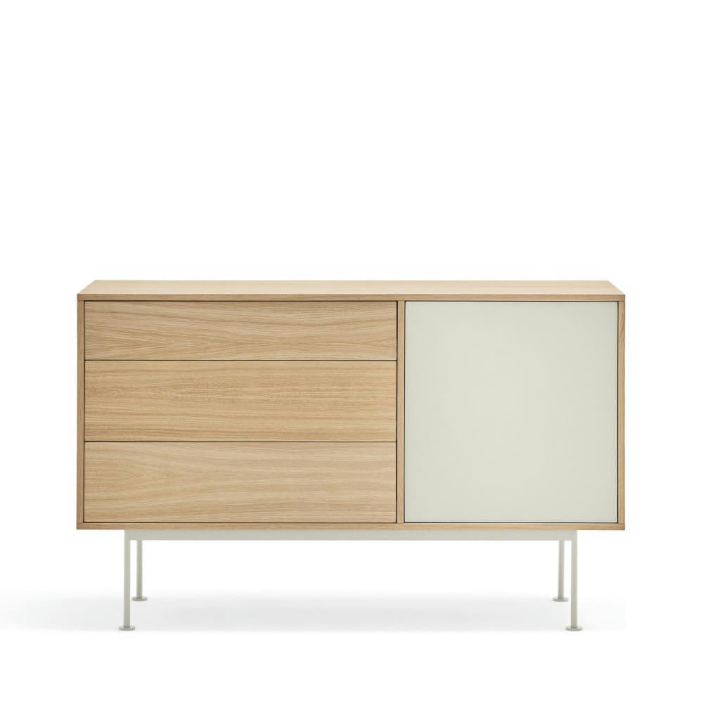 YOKO - Buffet 1 porte 3 tiroirs en bois L128cm blanc