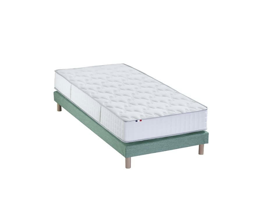 ENSEMBLE COSMOS - Ensemble matelas ressorts sommier vert 90x190