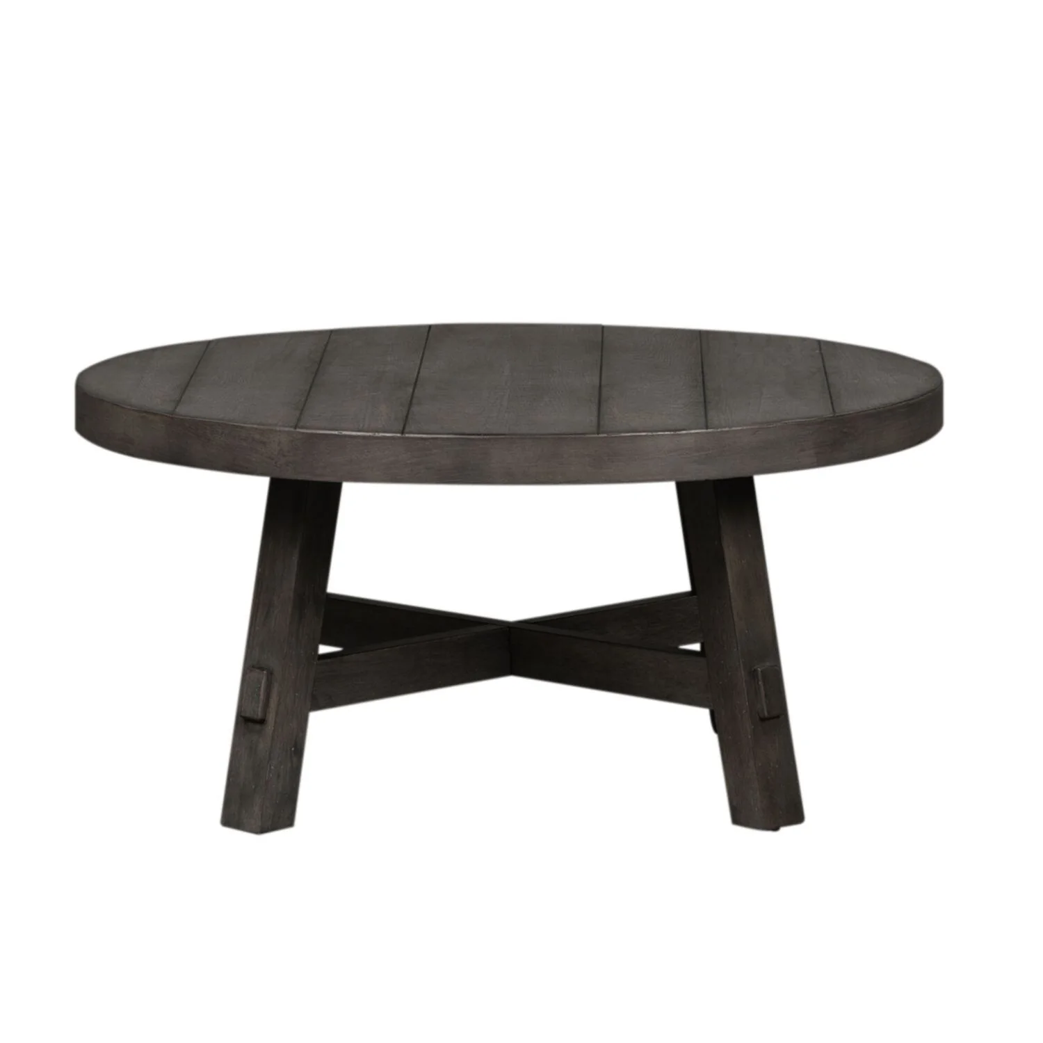 Modern Farmhouse Dusty Charcoal Distressed Splay Leg Round Cocktail Table