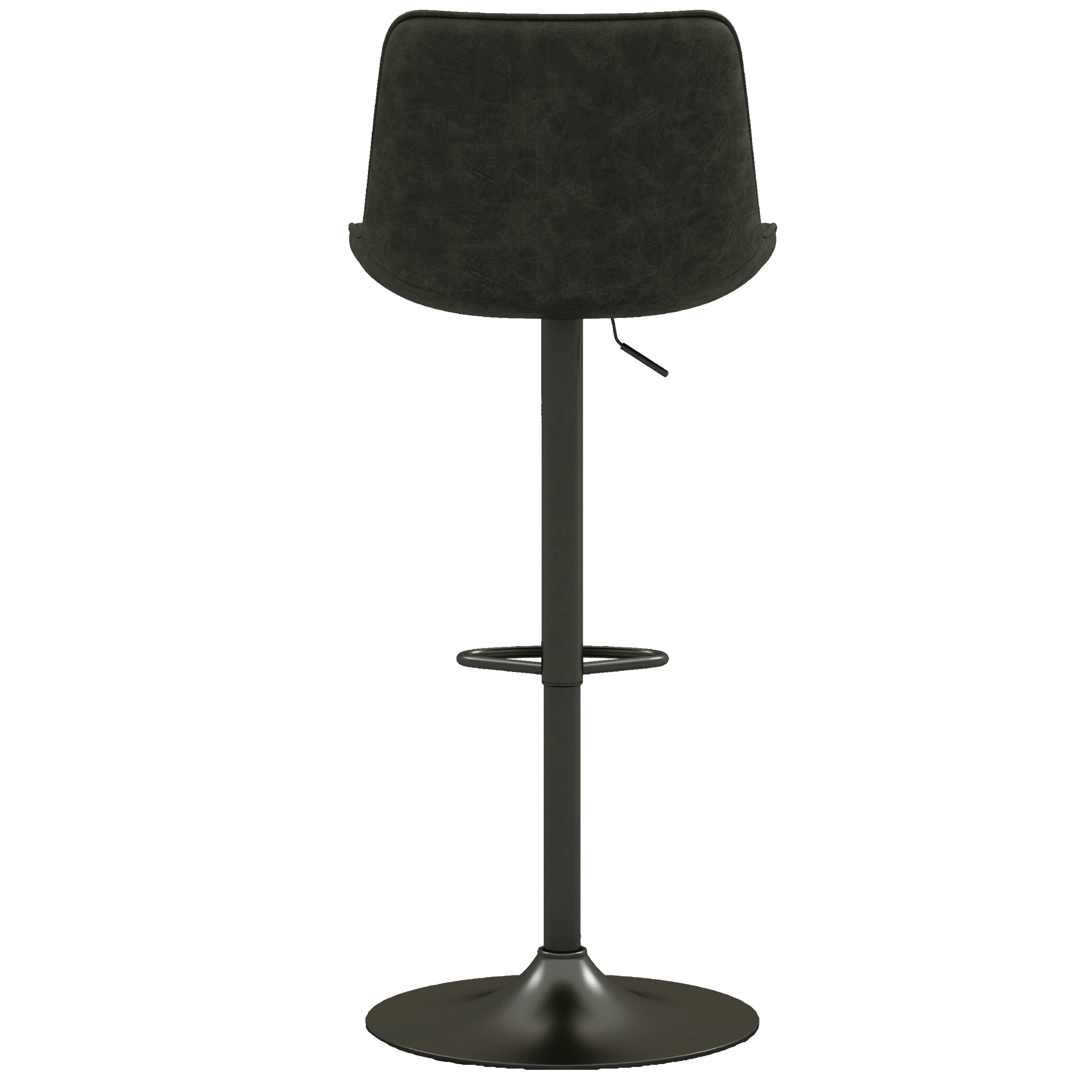 DINO - Tabouret de bar en cuir synthétique Anthracite/gris bronze (x2)