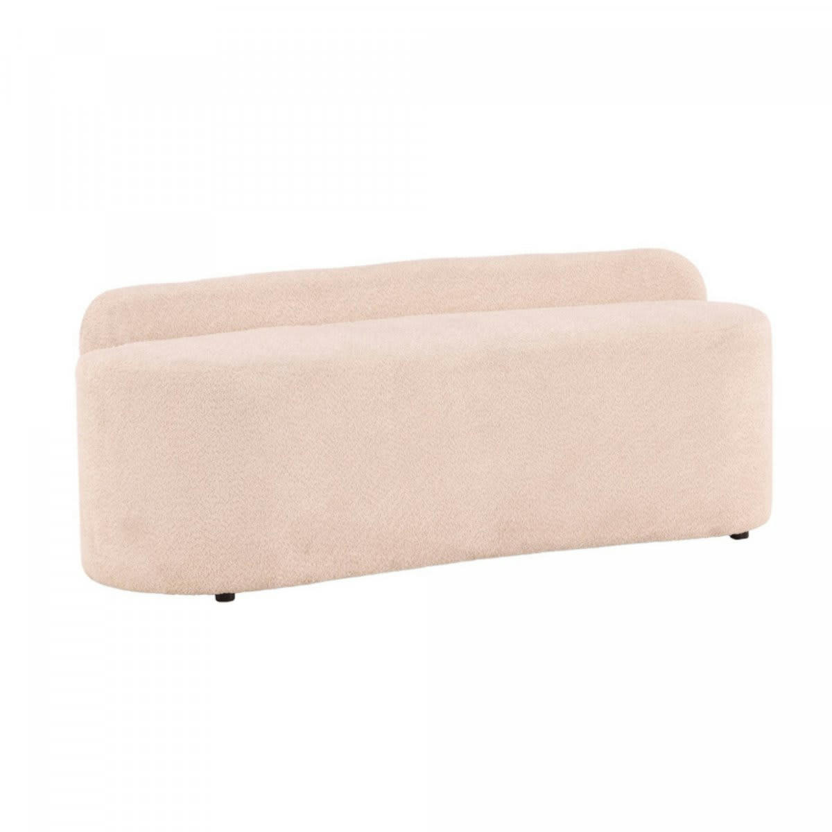TOBIAS - Banc moderne 160cm en tissu bouclé beige