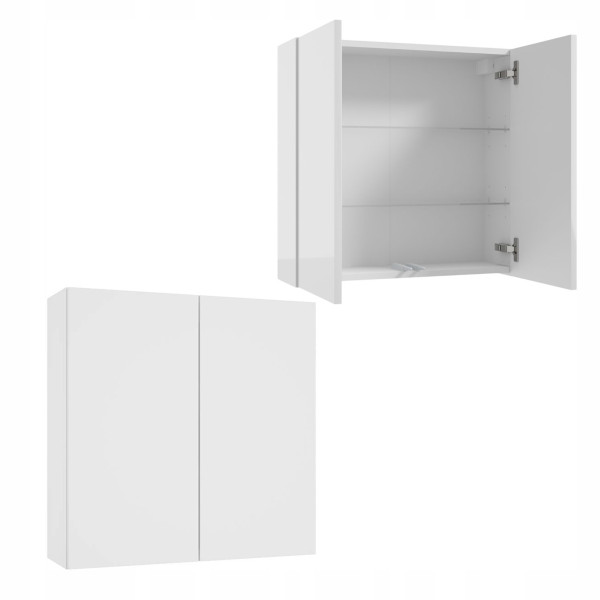 Szafka Łazienkowa Wisząca Biała 60 x 60 x 20cm Połysk SoftClose Drzwi Półki