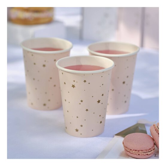 Ginger Ray Pink and Gold Star Paper Cups 8 Pack