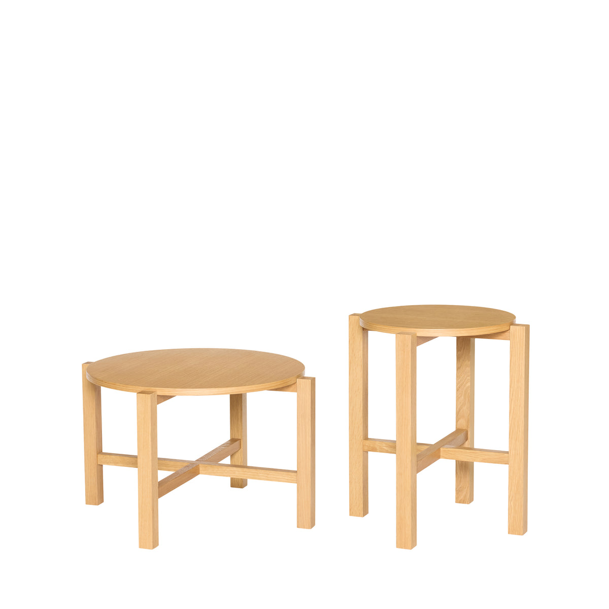 Hübsch salontafel Four - mdf/ovz-fineer/eiken - ø68xh42cm, ø48xh55cm