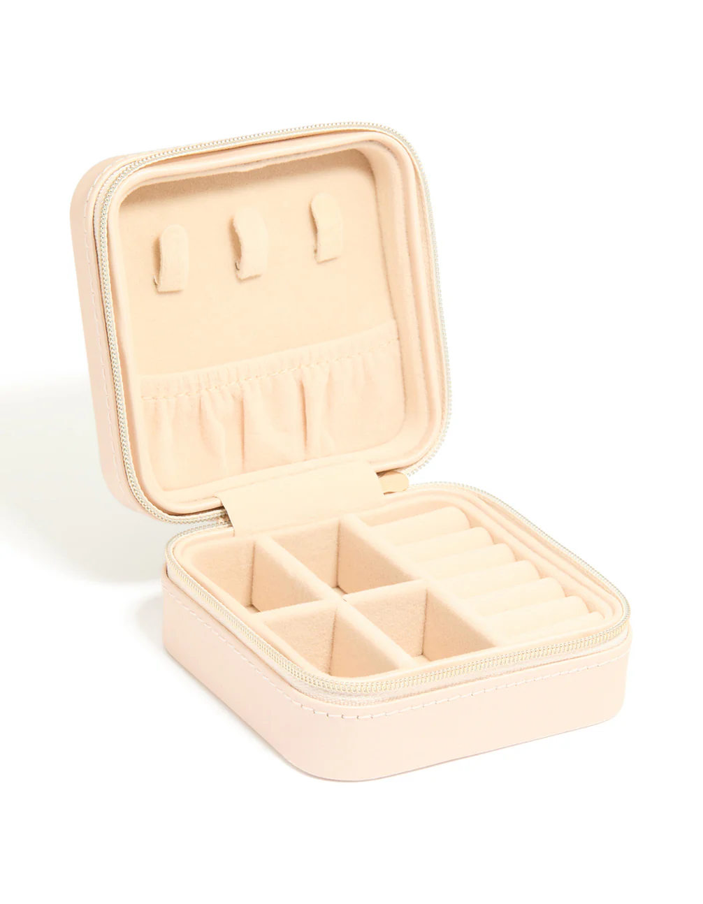 Blush Faux Leather Square Jewellery Box