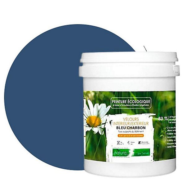 Bleu Charbon Peinture interieur exterieur aspect velours Natura - Bleu Charbon - 1L