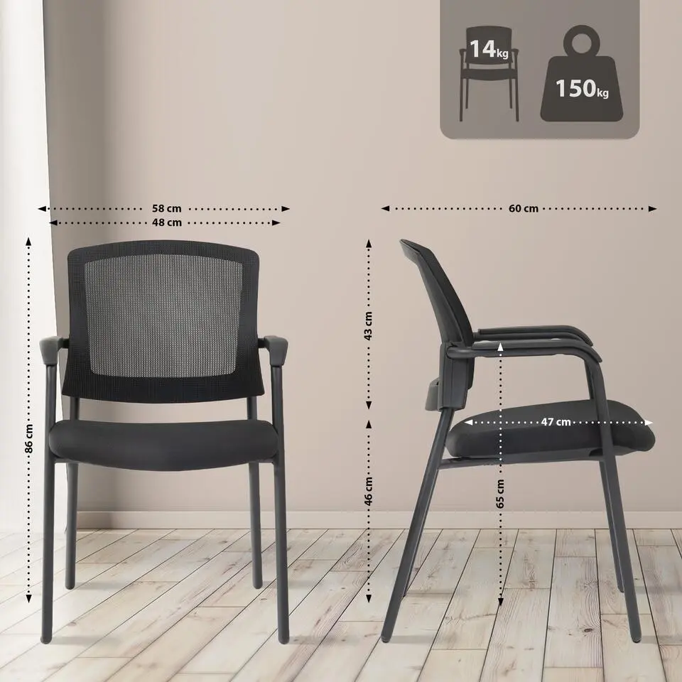 CLP Set van 2 Eetkamerstoel Volga Metaal - zwart