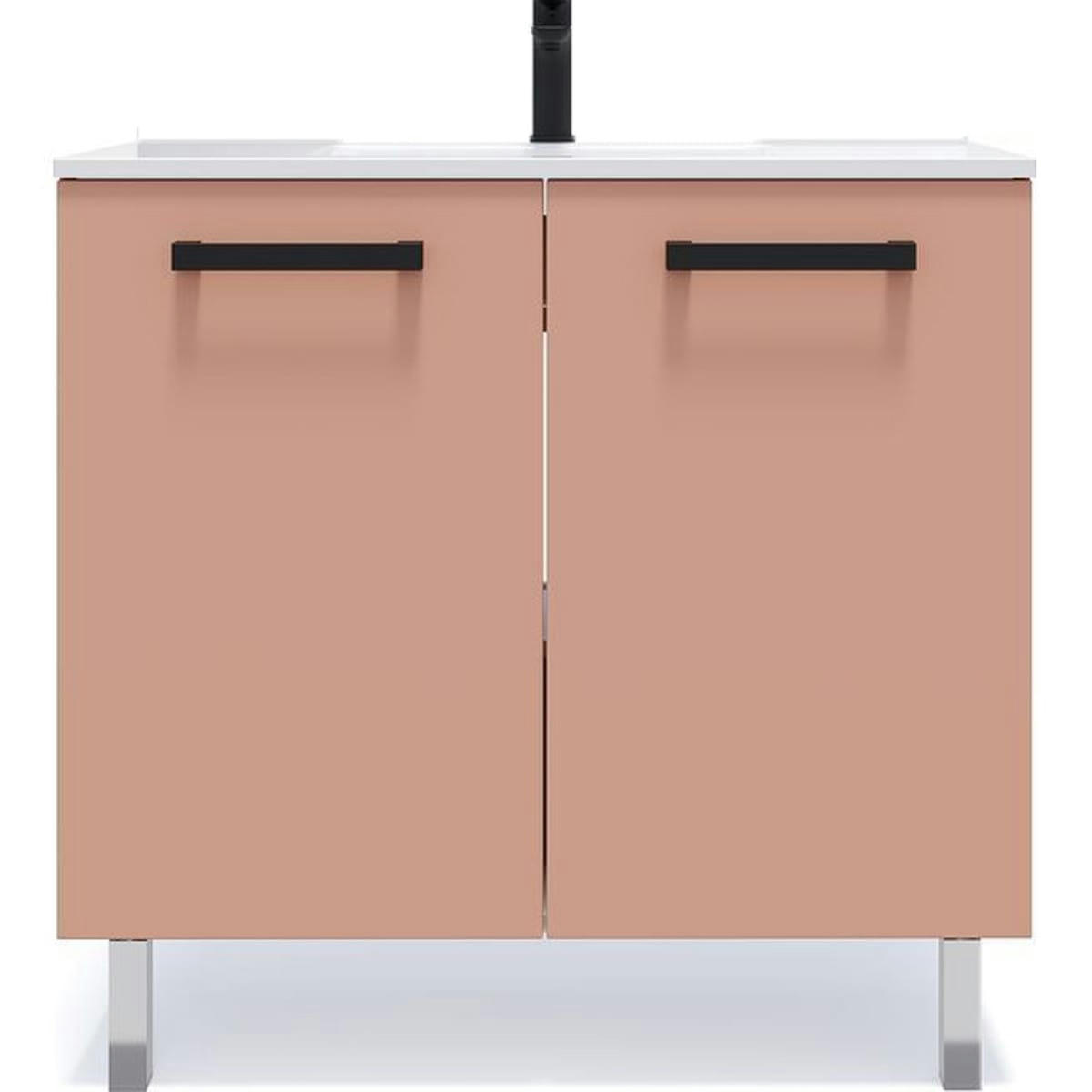 CHELSEA - Meuble salle de bain vasque intégrée 90cm 2 portes Abricot