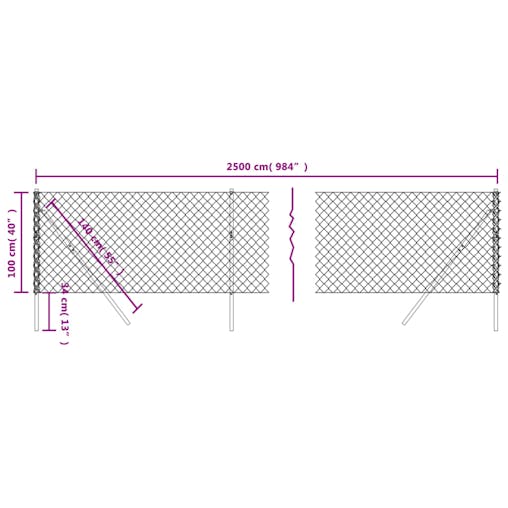NNEVL Chain Link Fence Green 1x25 m