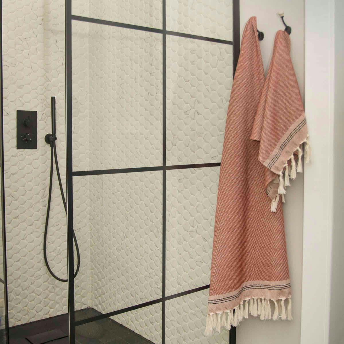 HANA - Set 1 fouta + 2 serviettes coton  100x200 + 50x80 (x2) tomette