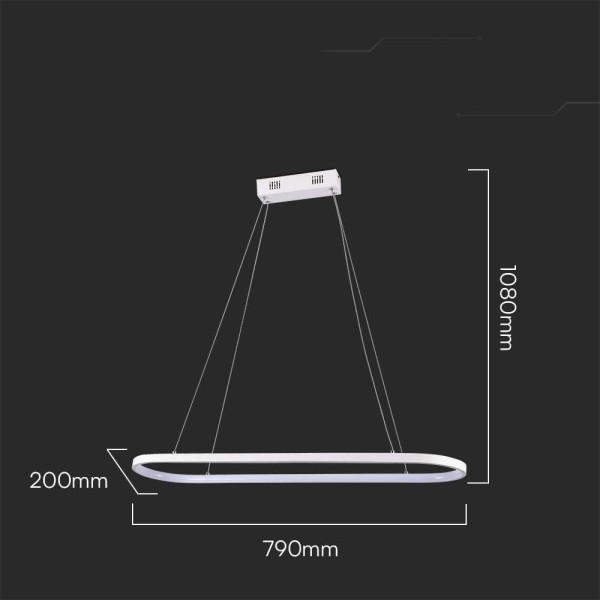 Lampa wisząca VT-7825 biała LED 1x24W Neutralna biel 2760lm V-TAC