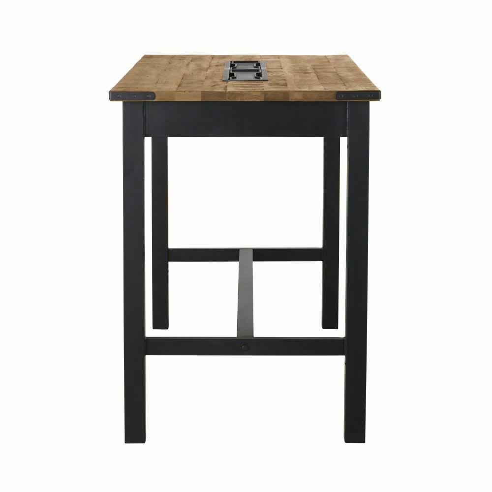 Alfred BUSINESS - Table à manger haute professionnelle en manguier et métal L125