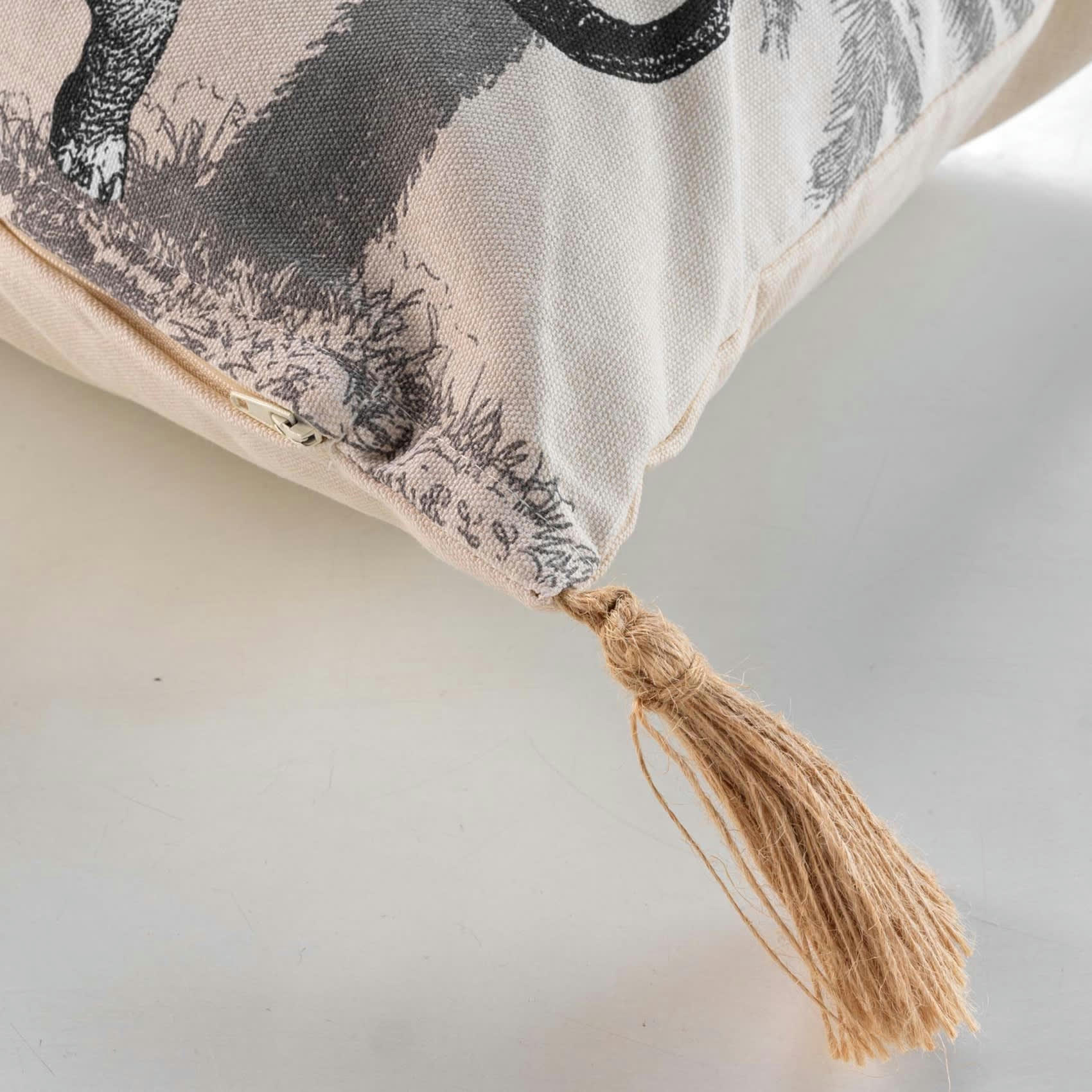 - Coussin déhoussable esprit savane jute/coton naturel 30x50 cm