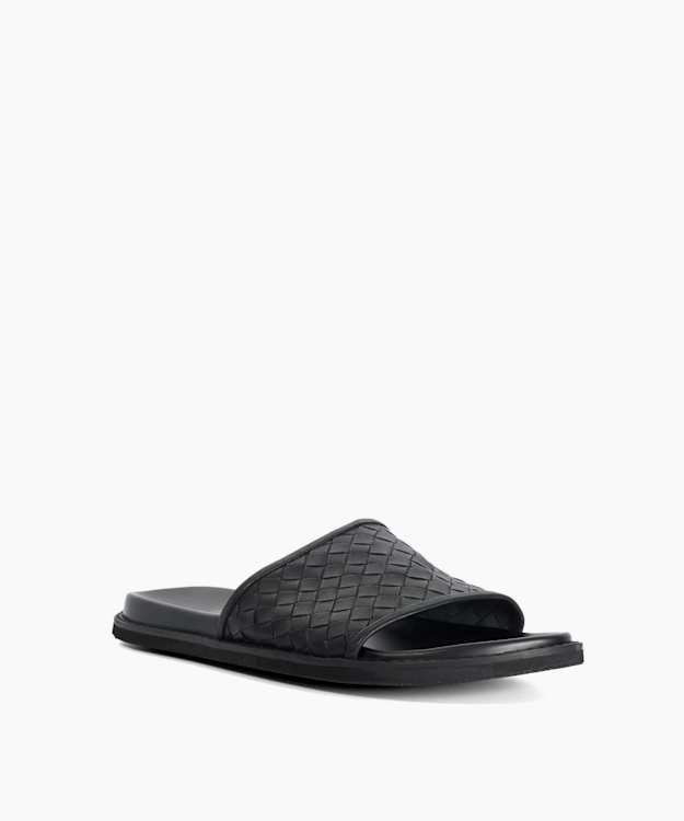 Ivar Black - Woven Leather Slider Sandal
