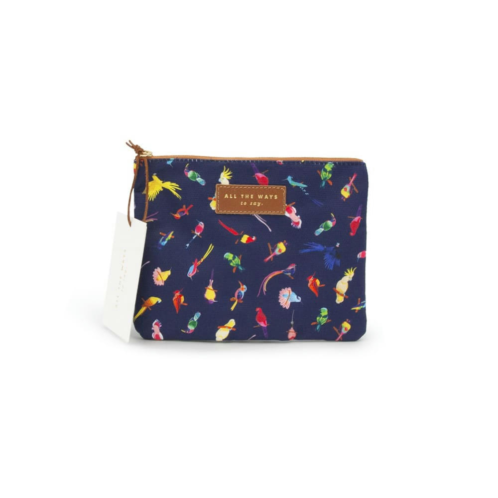 OISEAUX - Trousse en polyester recyclé  à motif oiseaux