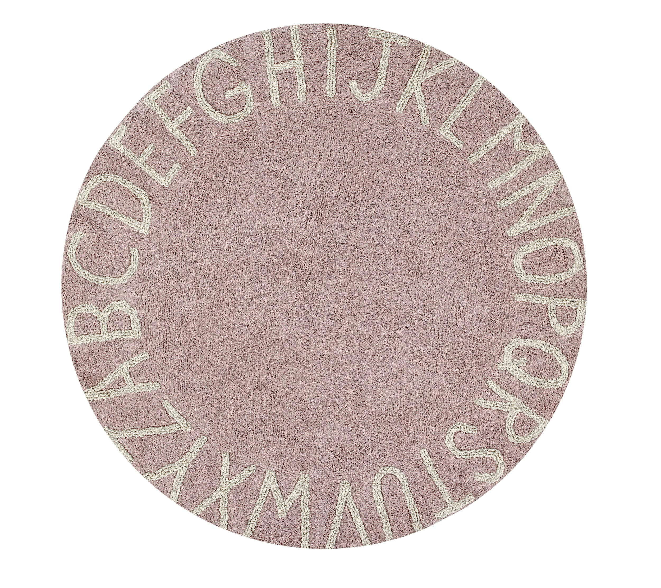 ALPHABET - Tapis coton motif alphabet rose D150cm