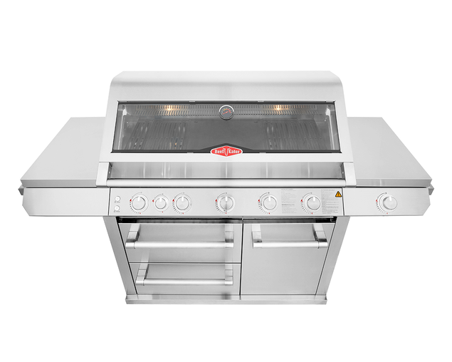 BeefEater 7000 Premium 5 Burner Flame Failure BBQ on Side Burner Cart
