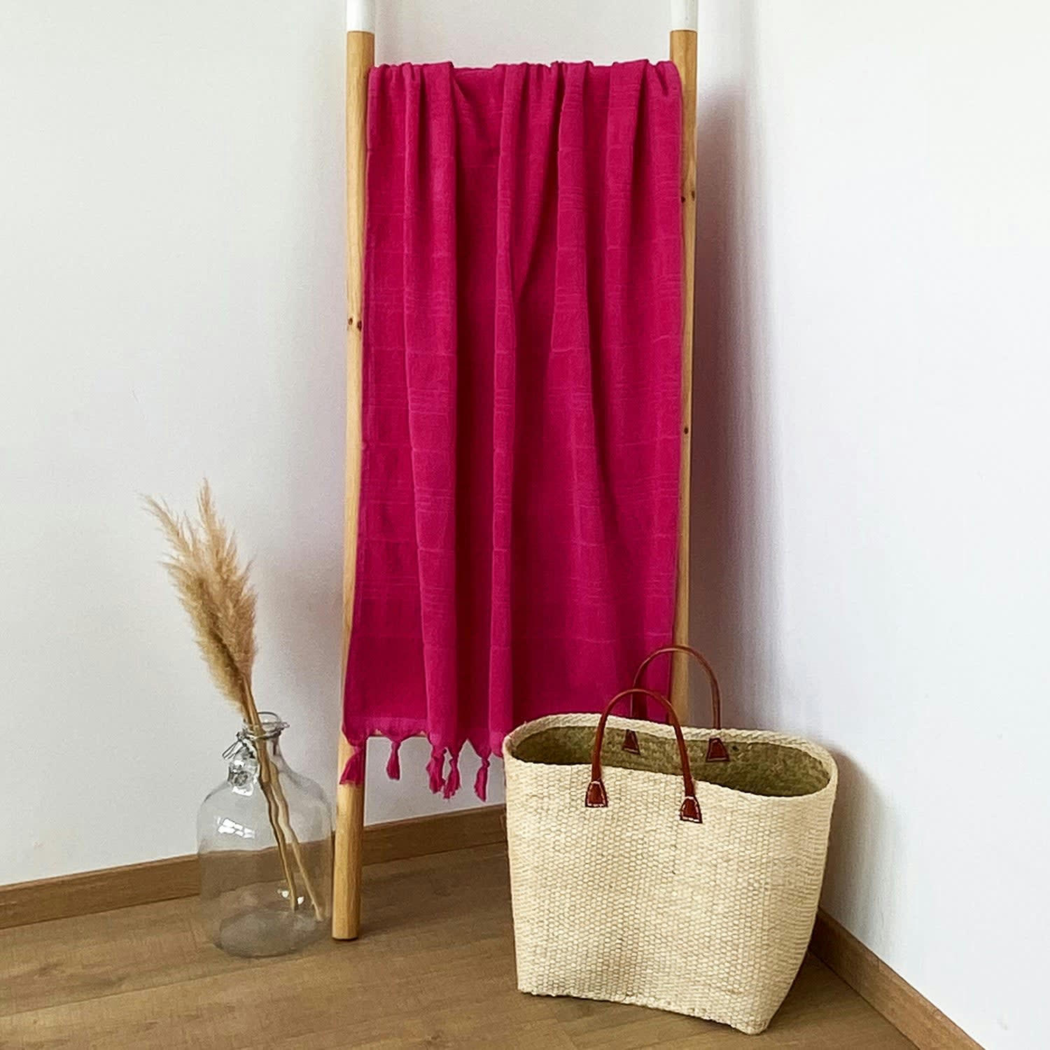 ÉPONGE BOUCLETTE - Fouta Hammam éponge bouclette fuschia 140 x 180