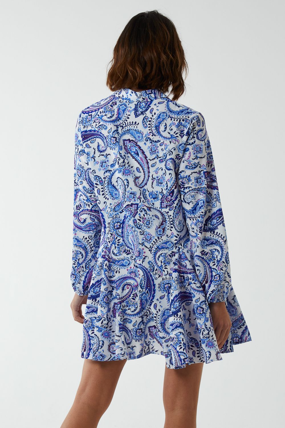 Blue Vanilla Paisley Button Down Dress