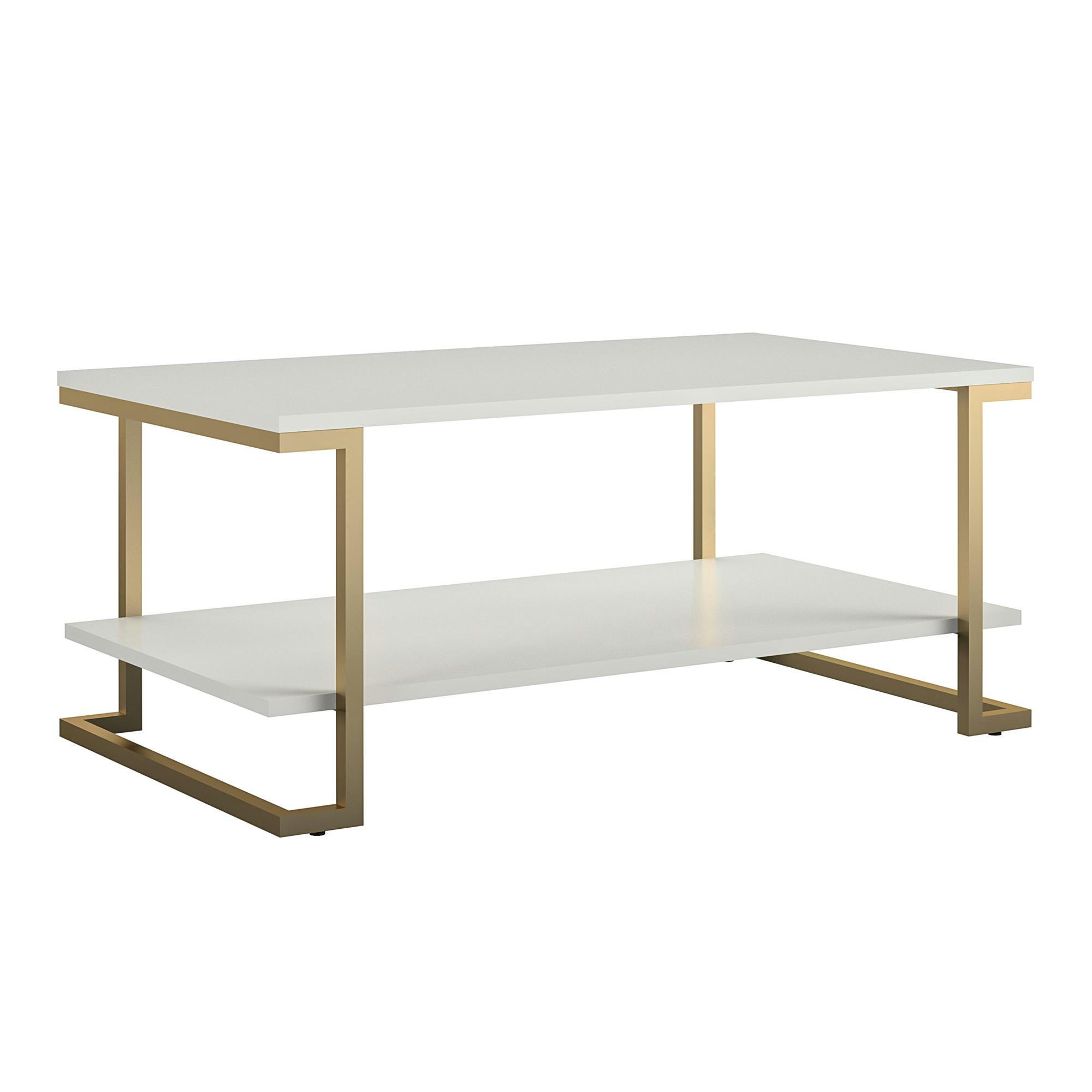 CAMILA - Table basse avec 1 étagère en MDF blanc