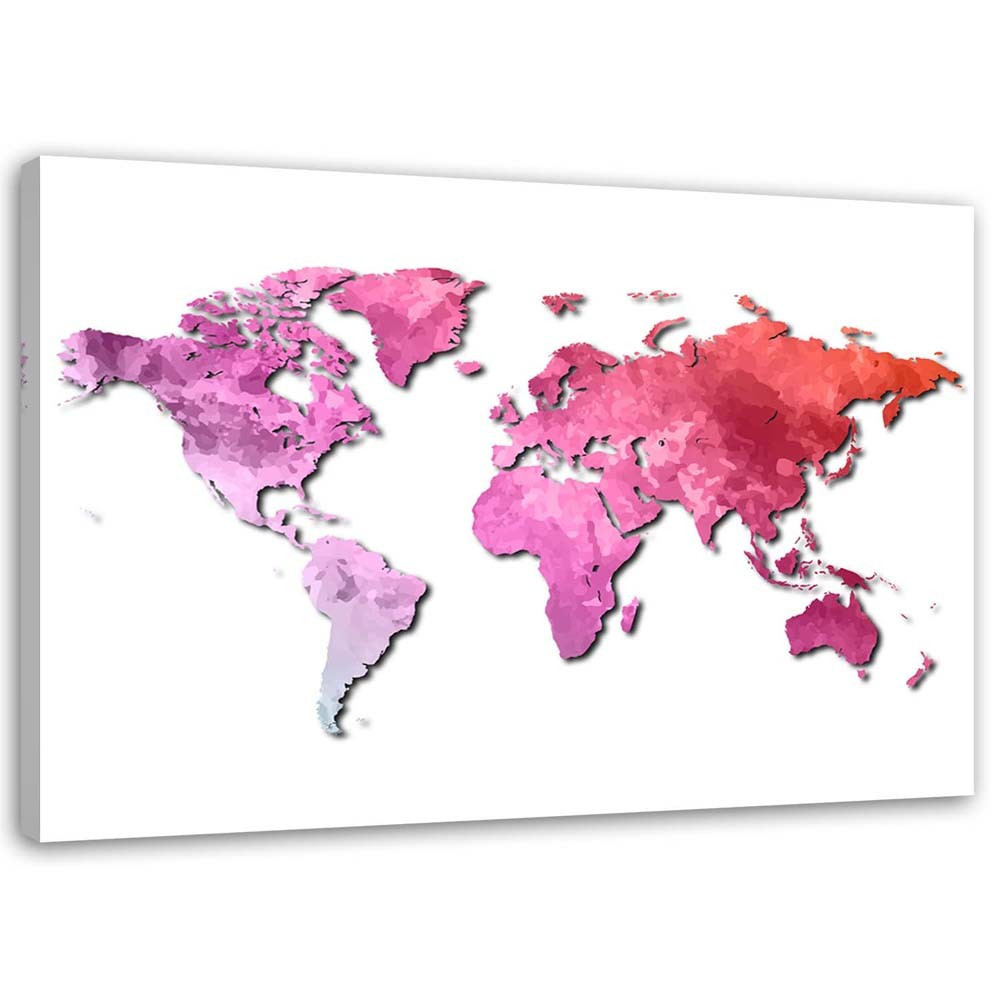 Feeby Obraz na płótnie Różowa mapa świata 60x40
