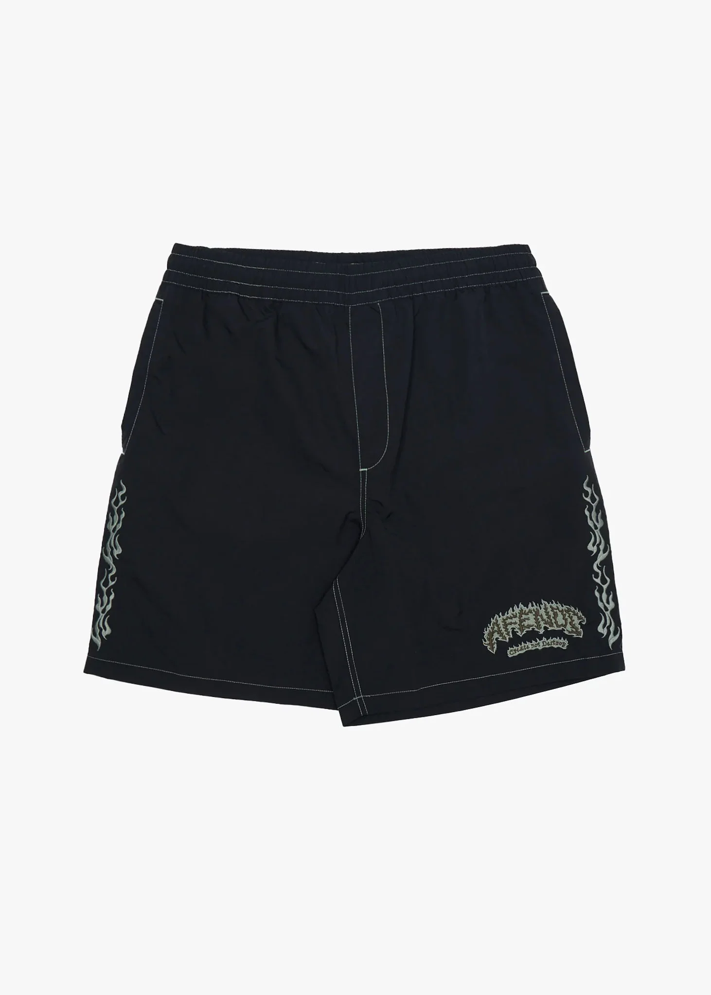 AFENDS Mens Flame On - Baywatch Swim Short 18 - Black