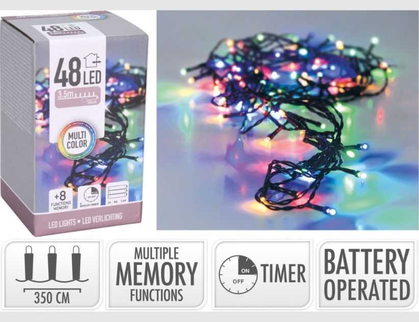 LED-Lichterkette 48 LEDs multicolor 3,50m mit Timer