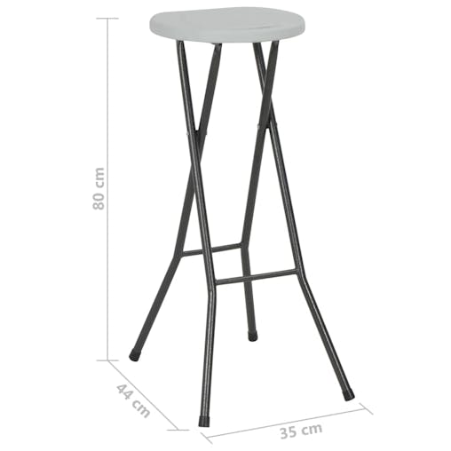 NNEVL Folding Bar Stools 2 pcs HDPE and Steel White