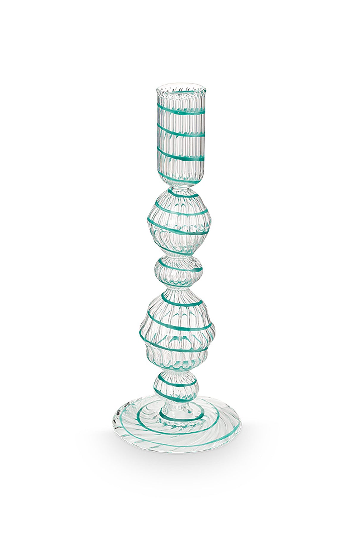 Pip Studio - Kandelaar - Licht Blauw - Glas Swirl - 22cm